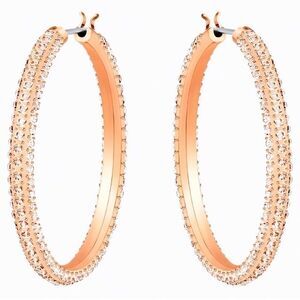 Swarovski Stone Hoop Pierced  Gold Earrings
